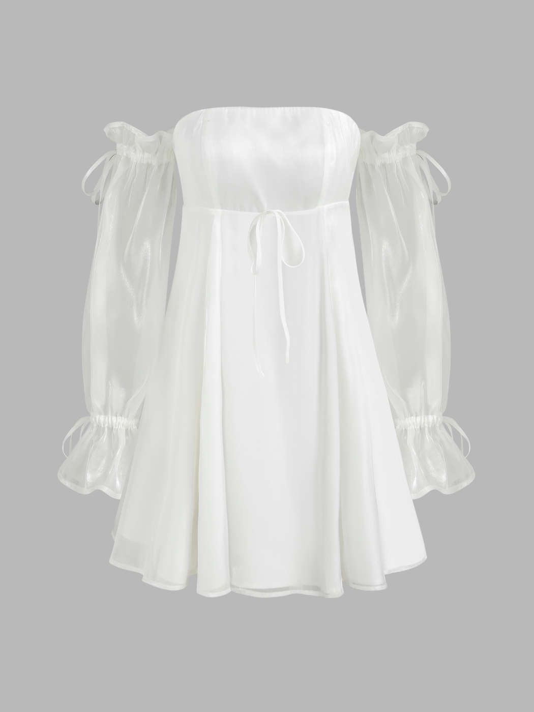 Chiffon Chiffon Off-shoulder Long Sleeve Mini Dress For Daily Casual