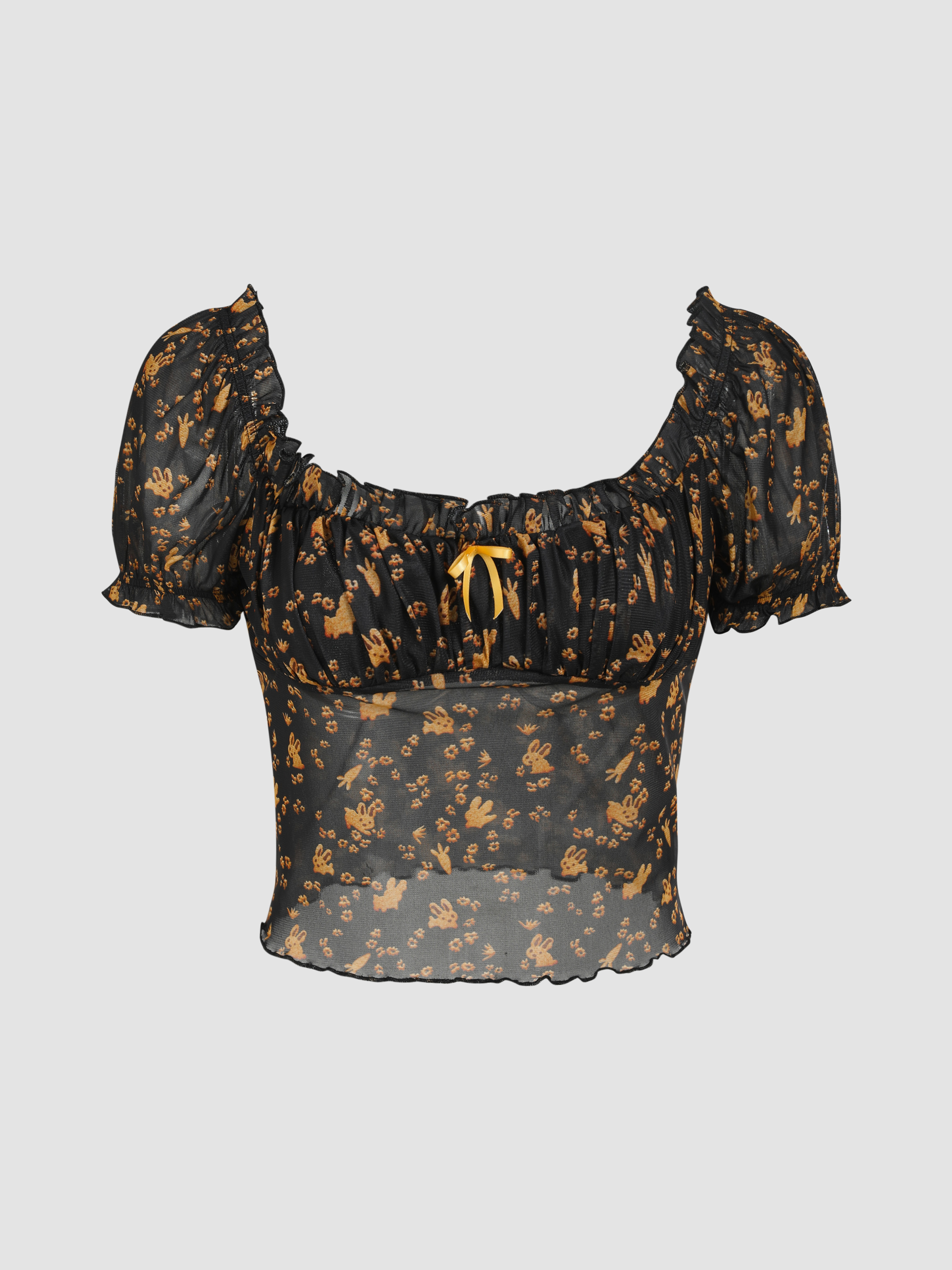 Little Rabbit Puff Sleeve Crop Top main image 0