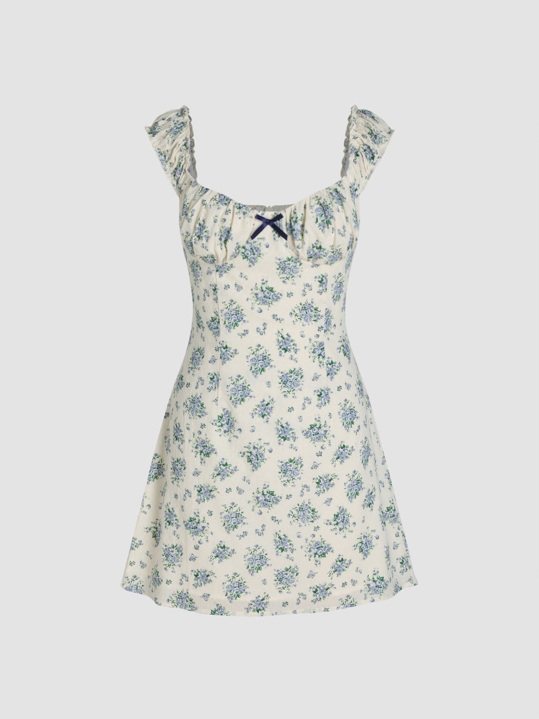 Jacquard-Minikleid mit floraler Schleife