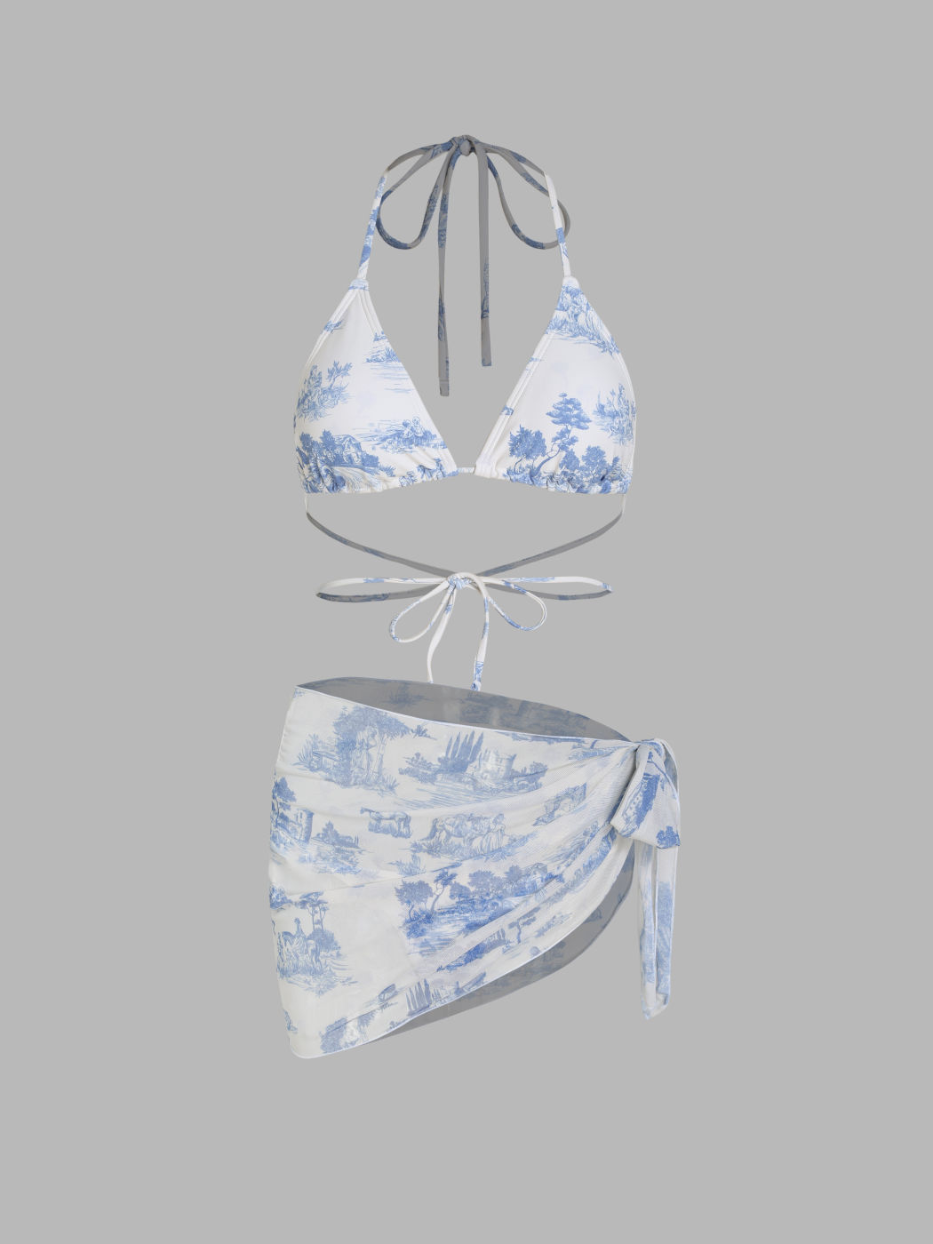 Toile de Jouy Halter Bikiniset & Sarong