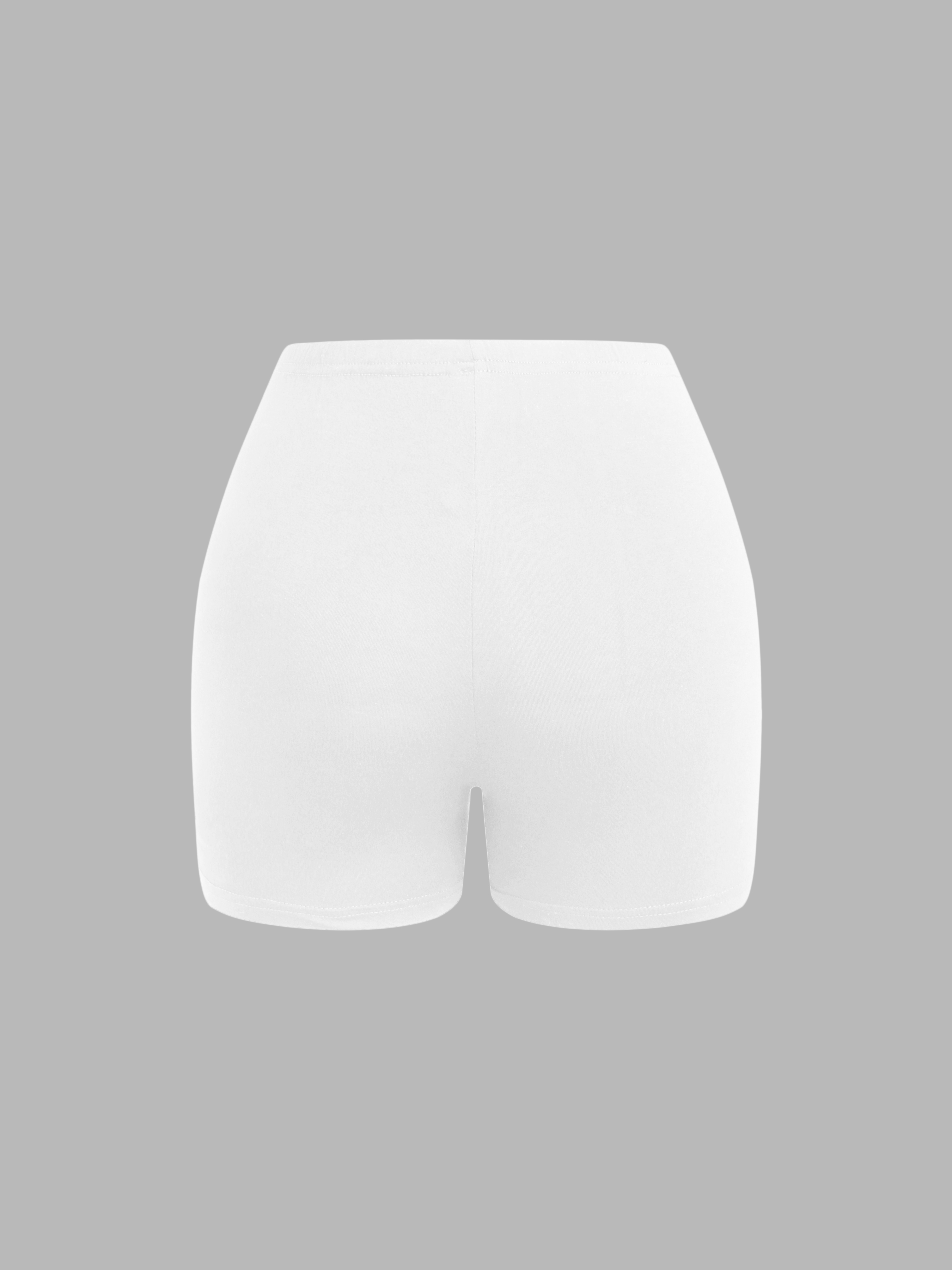 Y2K Outfits Solid Knitted Mini Bike Shorts For Daily Casual