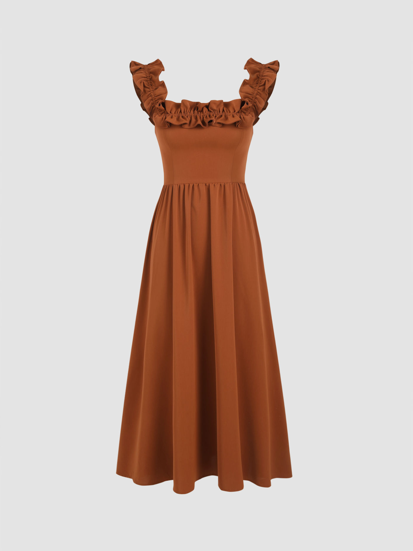 Off-shoulder Ruffle Hem Maxi Dress