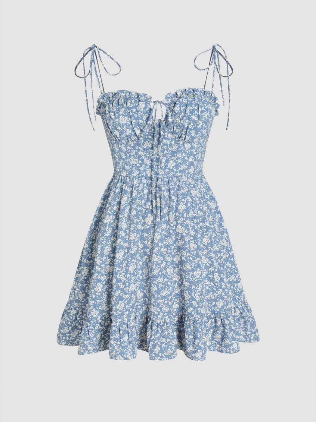 Western Outfits Homecoming Dress Hoco Dresses Cute Summer Dresses Tea Party  Dress Woven Ditsy Floral Tie Shoulder Mini Dress For Daily Casual Vacation