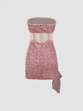 Pailletten Rüschen Transparente Tube Kleid