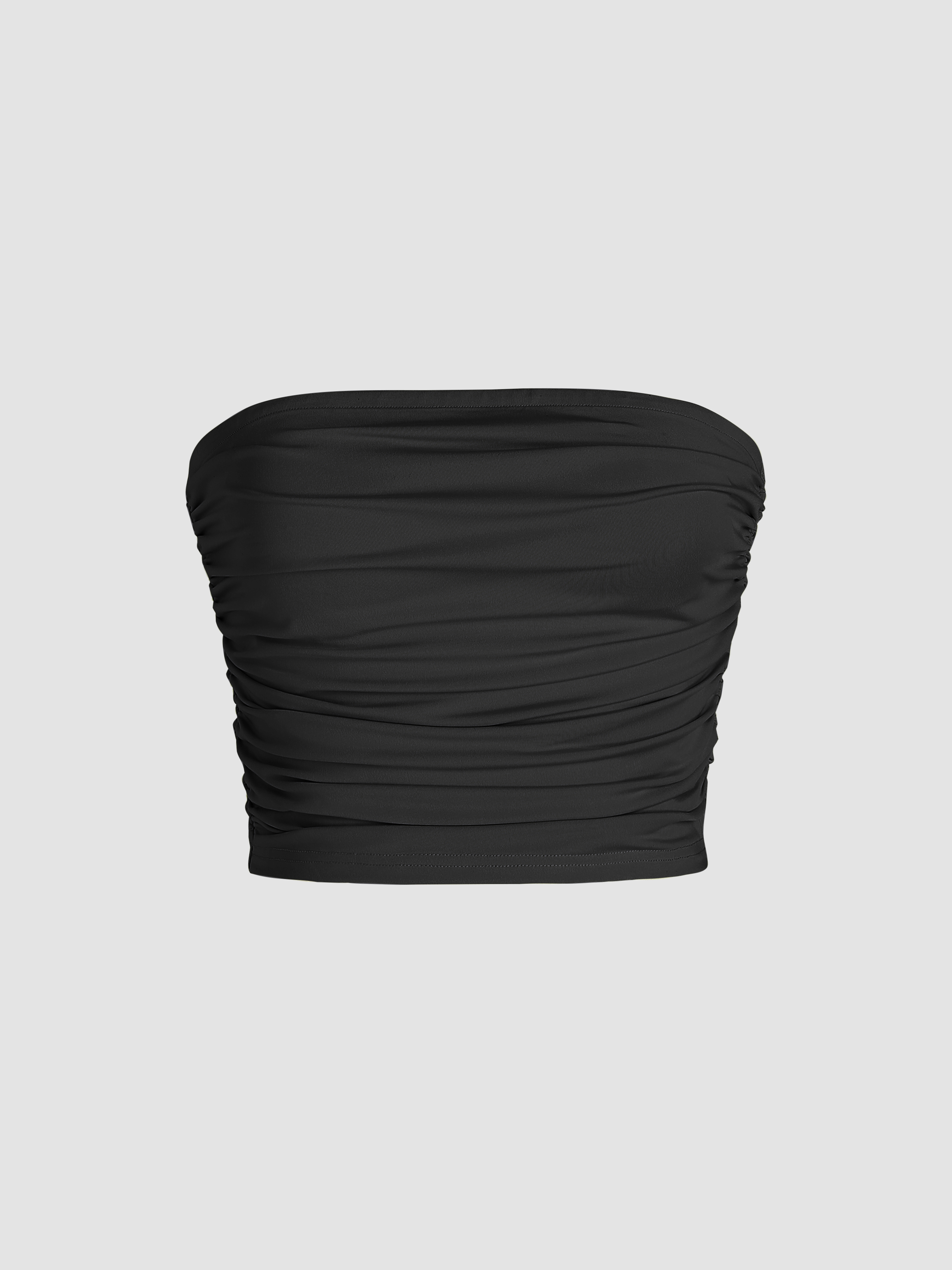 Strapless Ruched Crop Top Cider strapless-ruched-crop-top-cider