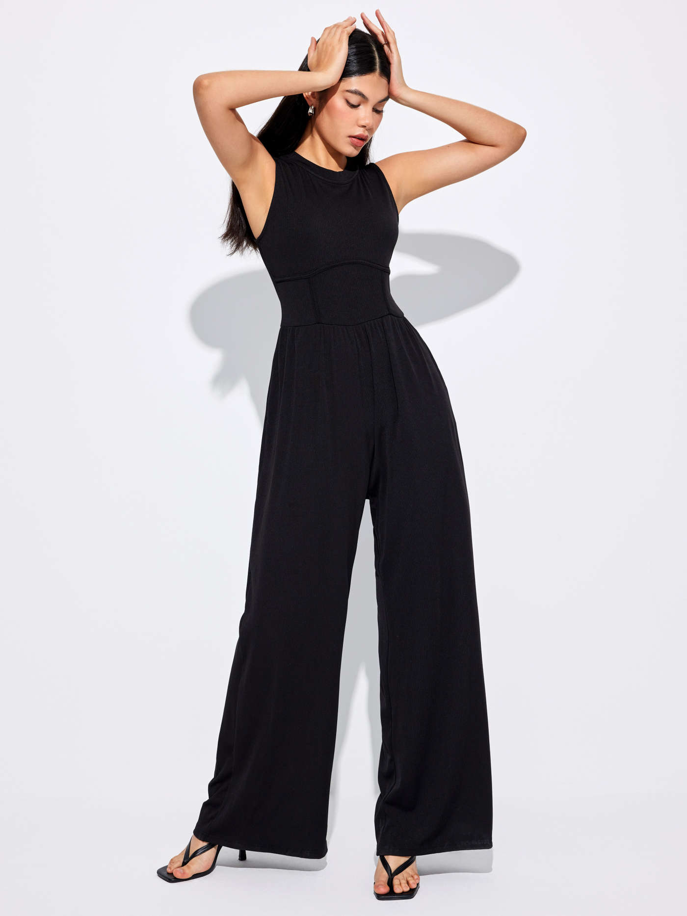 Miami Sunset Vacation Solid Sleeveless Wide Leg Jumpsuit