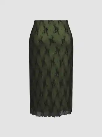 Florale Spitze Hoher Bund Maxirock Kurve & Plus