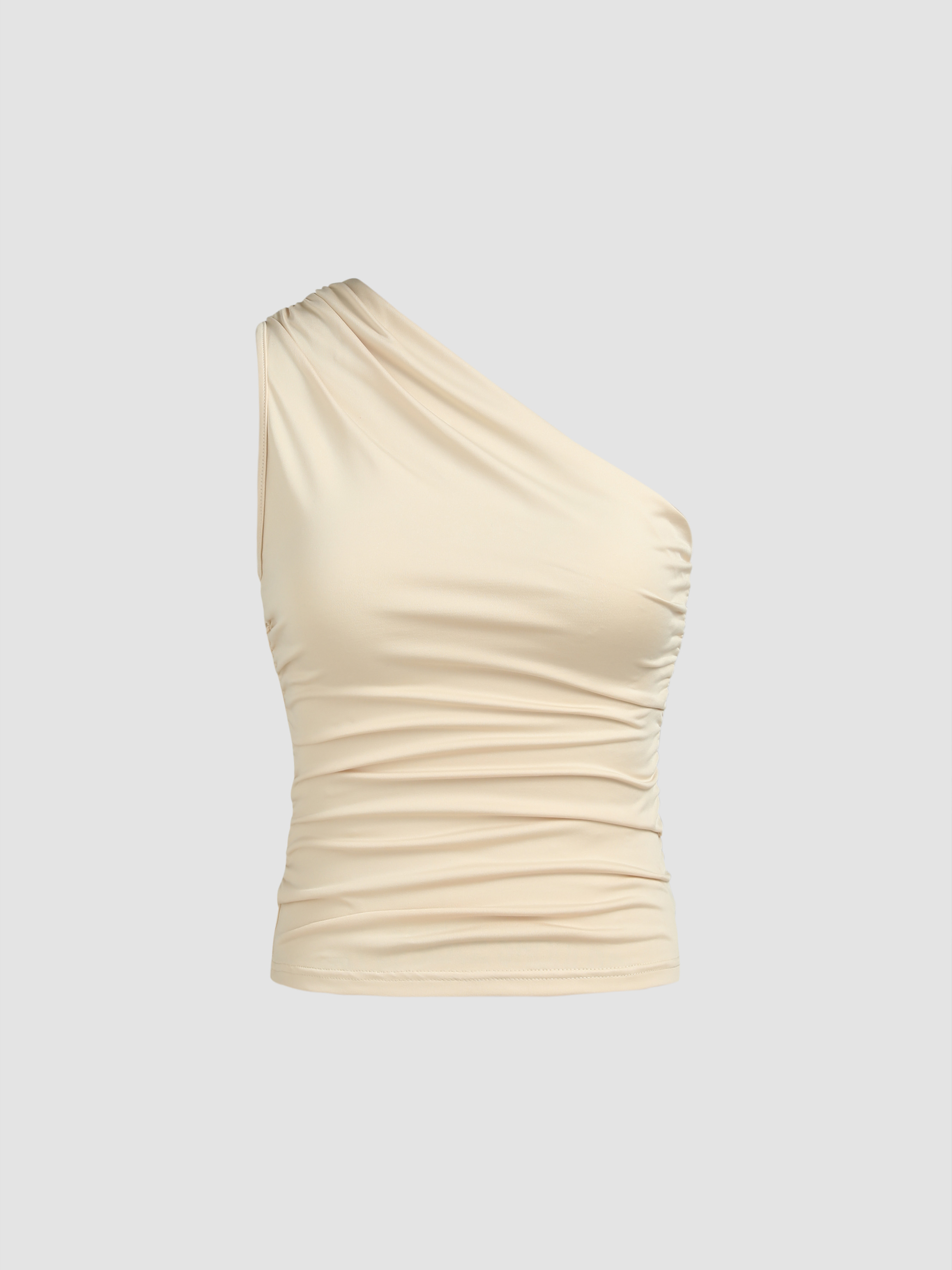 Ruched Asymmetrical Crop Top - Cider