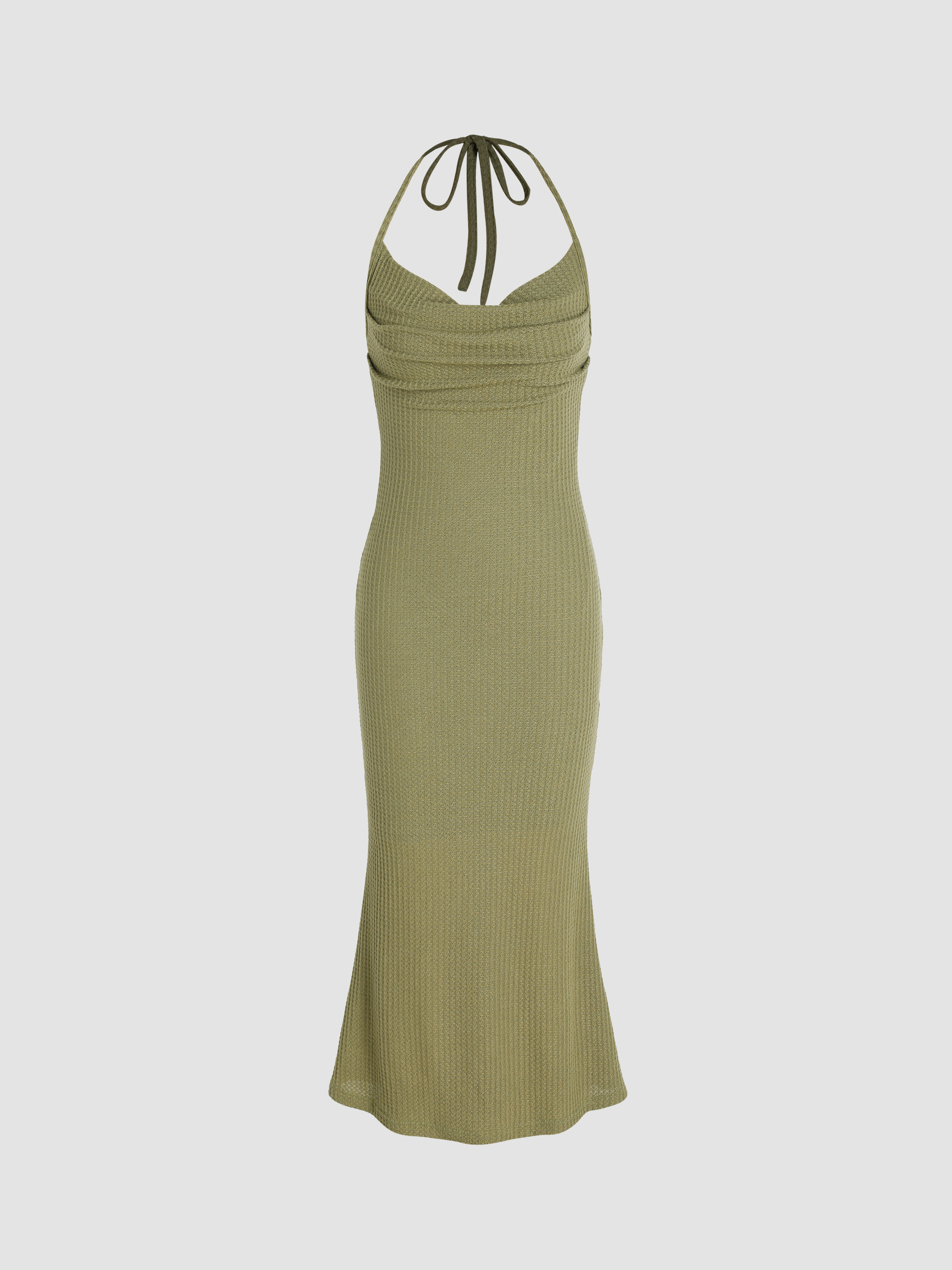 Ruched Halter Mermaid Maxi Dress Cider