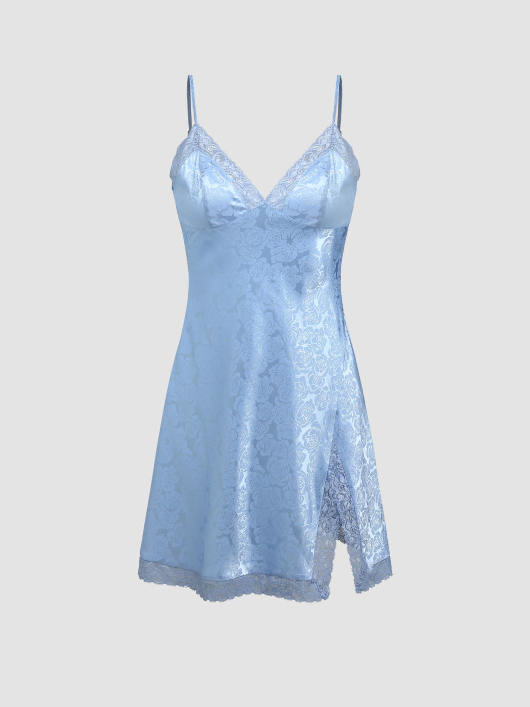Minikleid mit Blumenschlitz und Spitzenbesatz