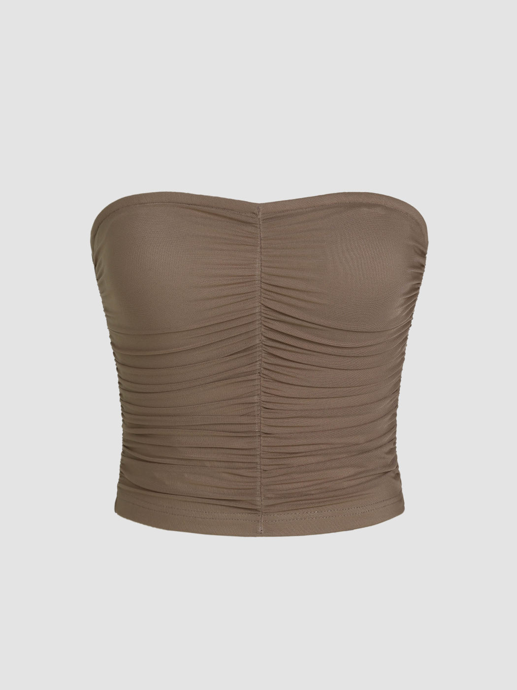 Gerüschtes Crop-Tube-Top aus Mesh