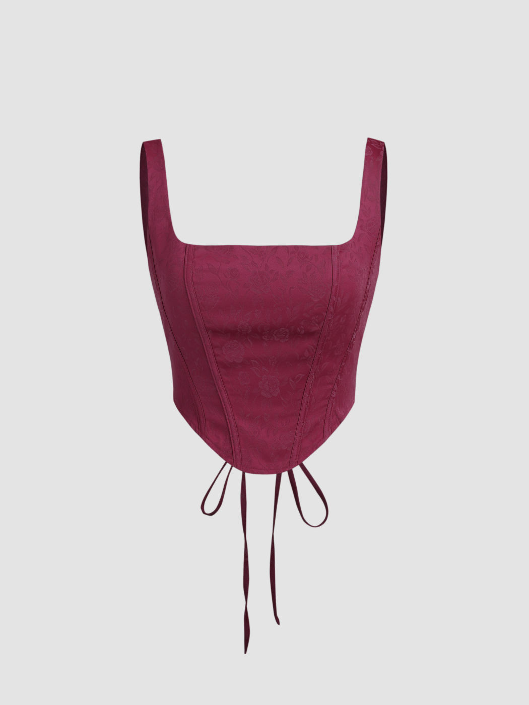 Floral Corset Square Neck Knotted Crop Tank Top