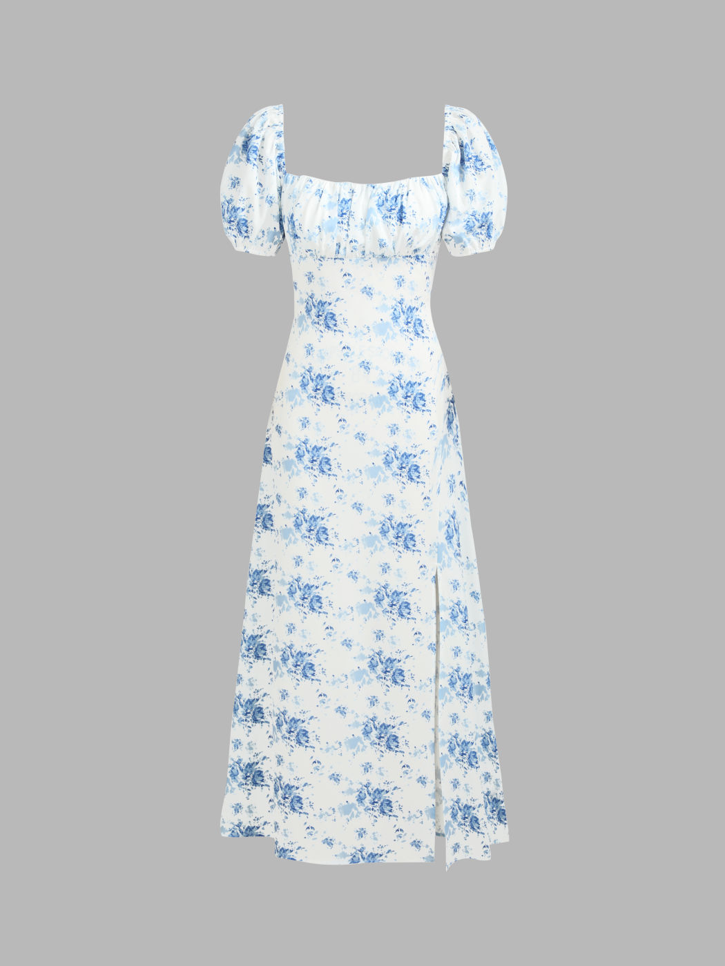 Geblümtes Maxikleid mit Puffärmeln