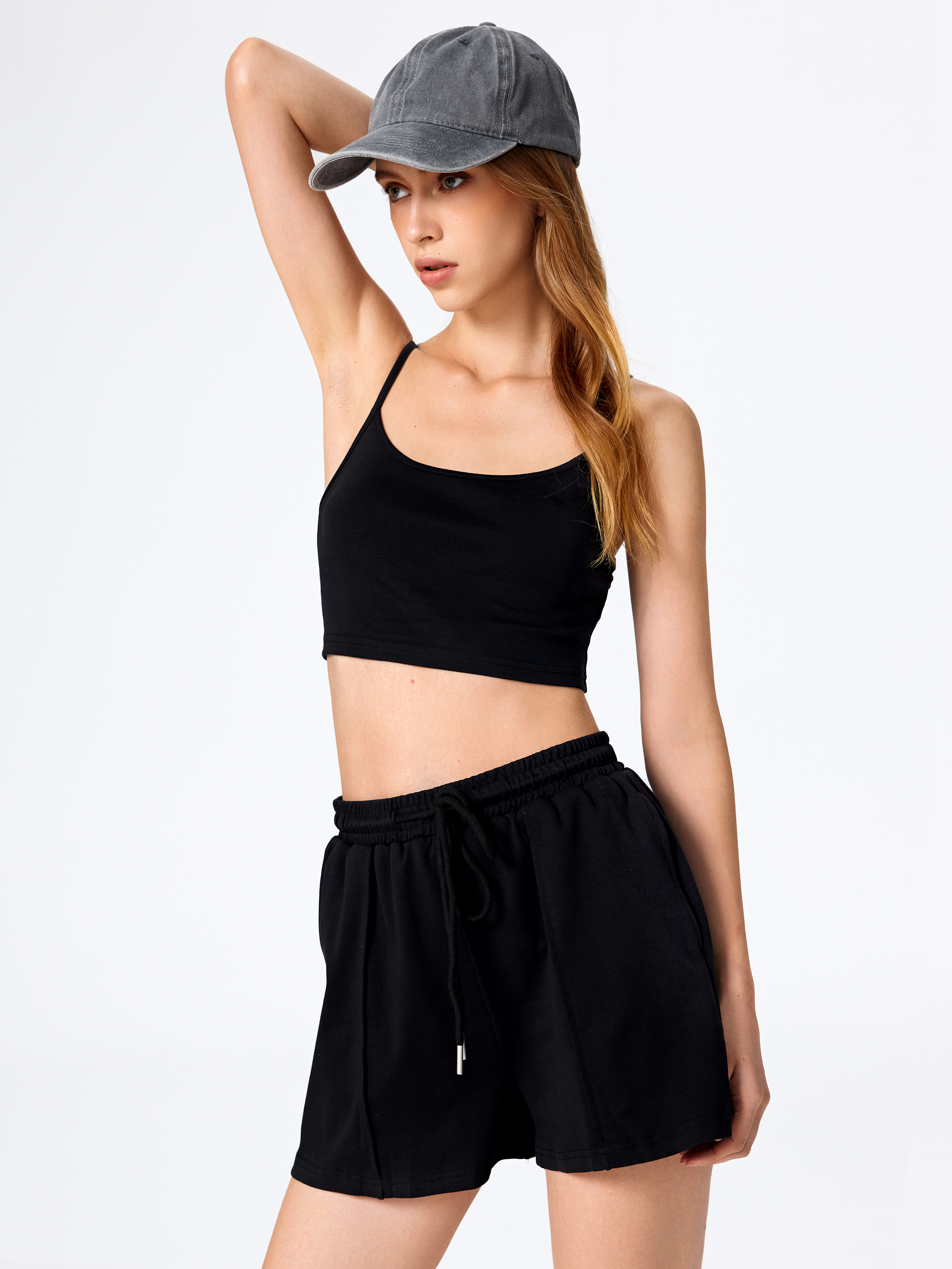 Drawstring Shorts - Black - Ladies