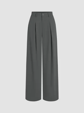 Pleated Wide Leg Trousers