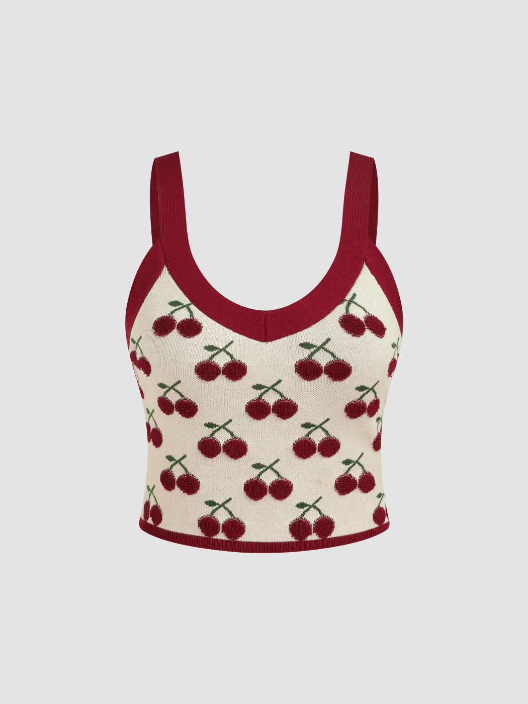 Kirschfarbenes, kontrastierendes Crop-Top
