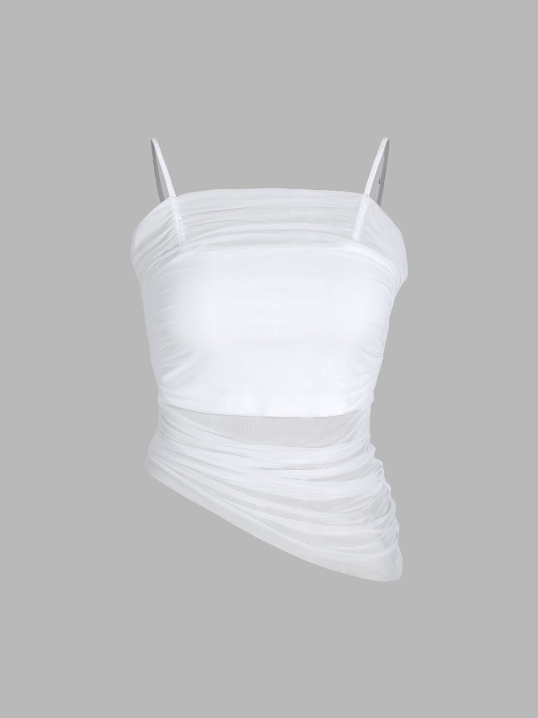 Mesh Cowl Neck Crop Cami Top