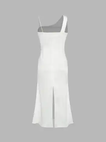Asymmetrisches, geteiltes, gerafftes Meerjungfrauenkleid