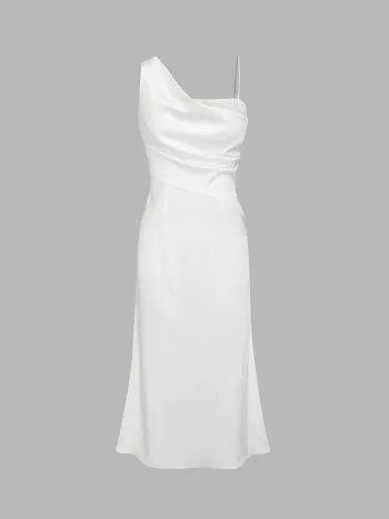 Asymmetrisches, geteiltes, gerafftes Meerjungfrauenkleid
