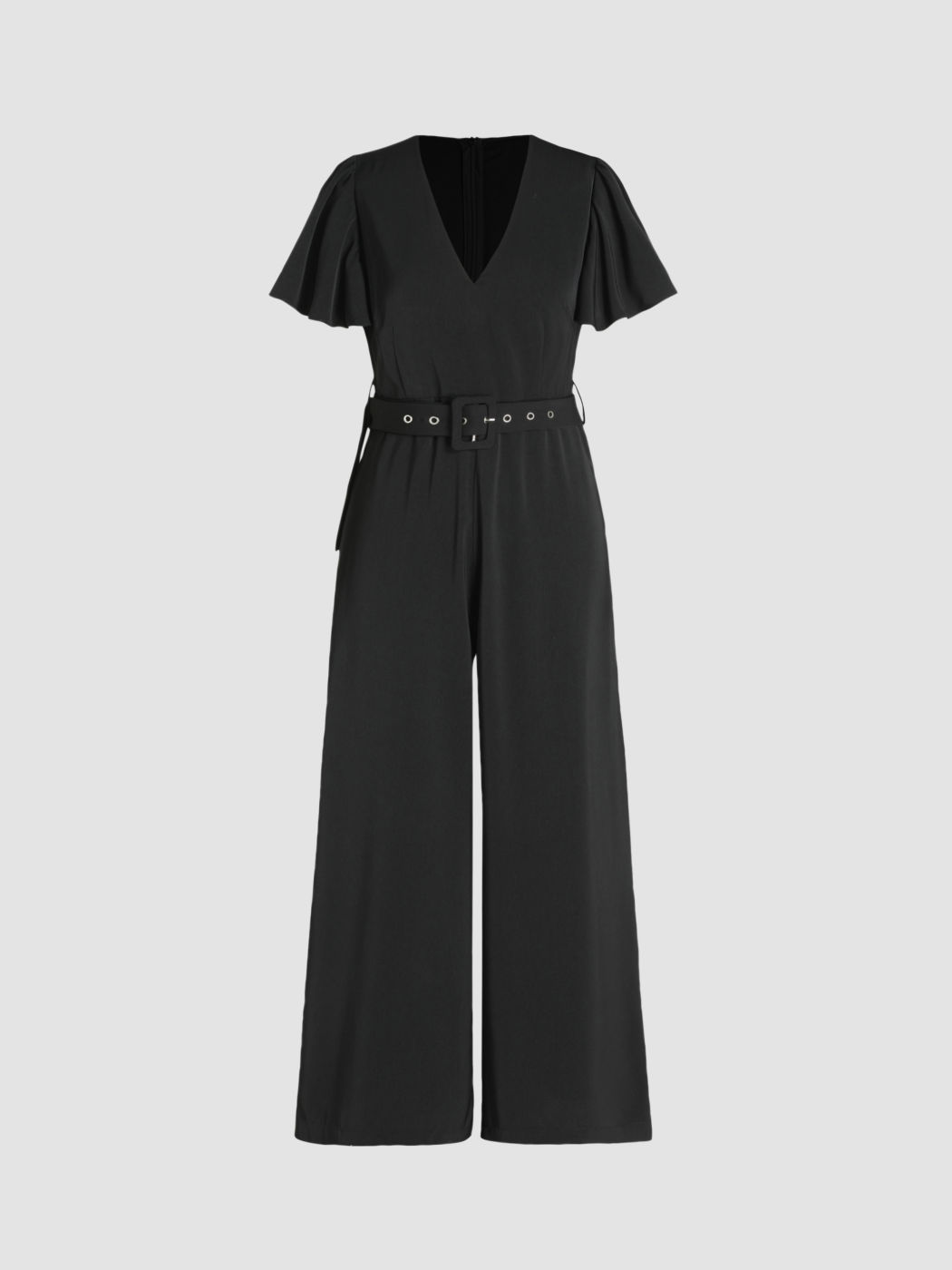 Printed V-Neck Wide Leg Jumpsuit