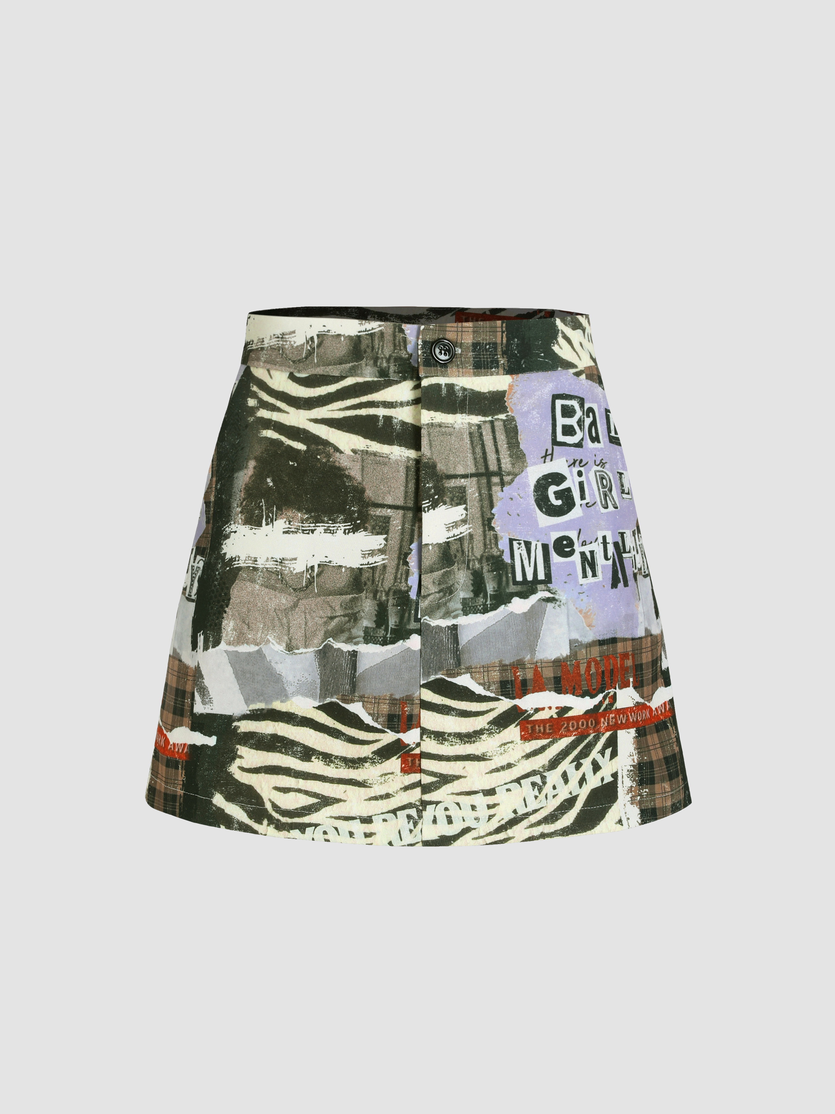 Woven Graphic Button Mini Skirt For Daily Casual Music Festival/Live House