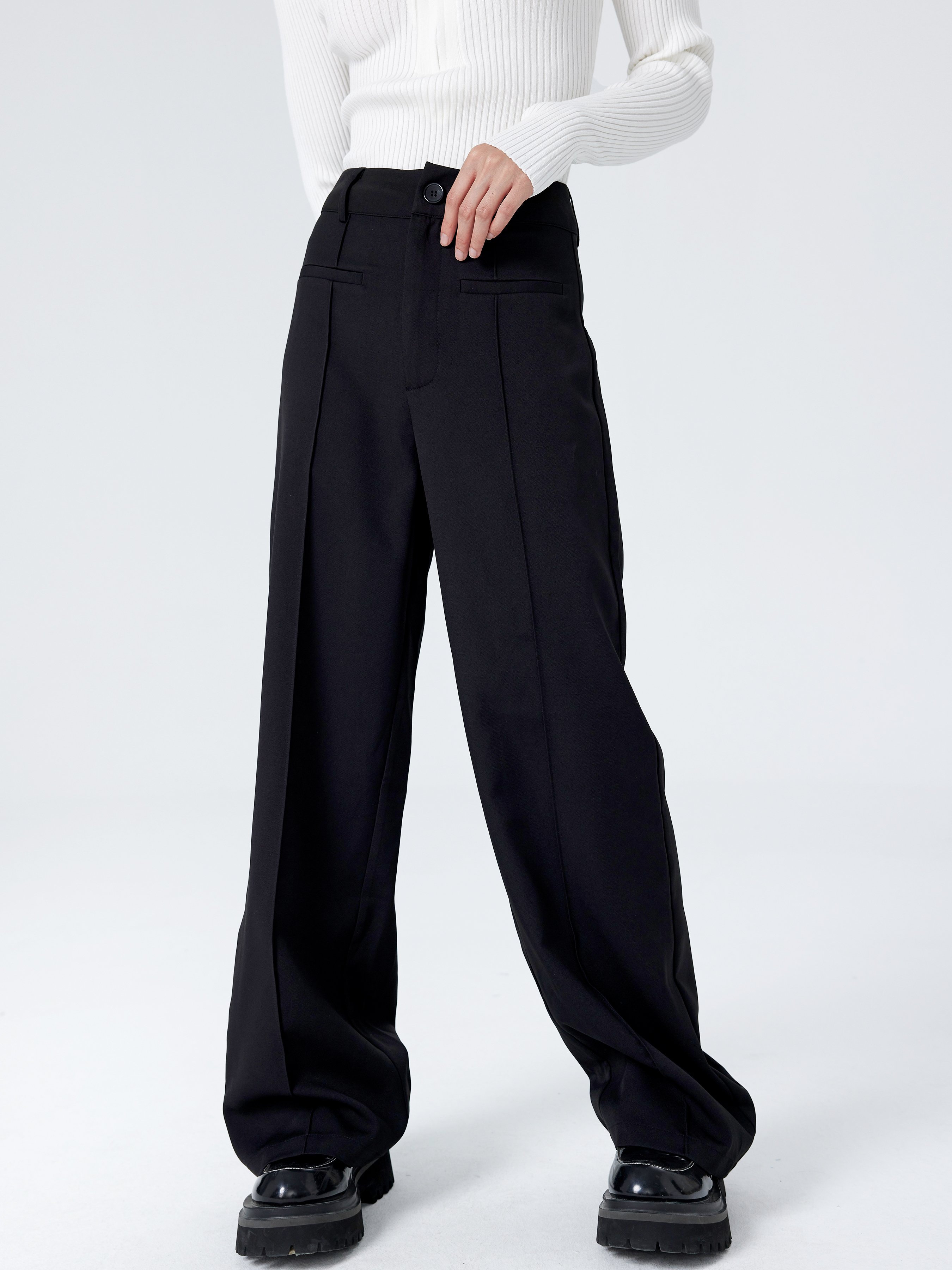 Solid Stitch Straight Leg Trousers - Cider