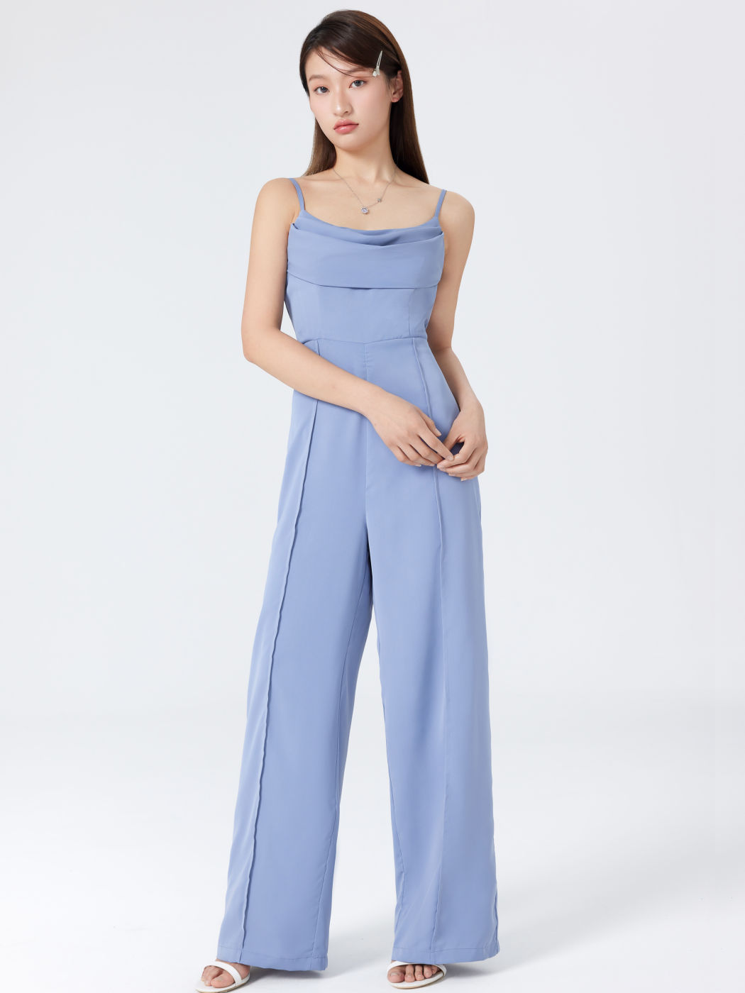 Solid Cowl Neck Stitch Overall