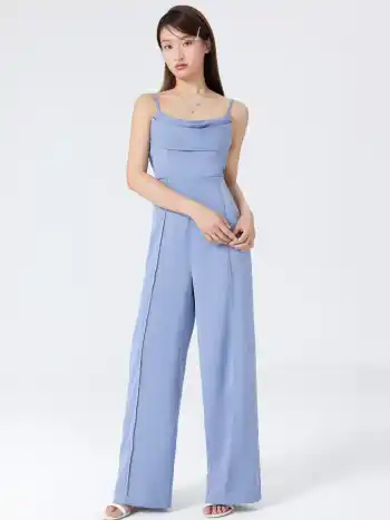 Solid Cowl Neck Stitch Overall