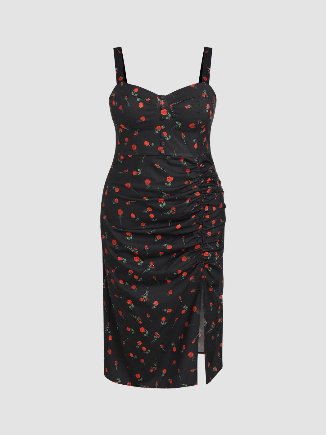 Rose Ruched Split Midi Dress Curve & Plus