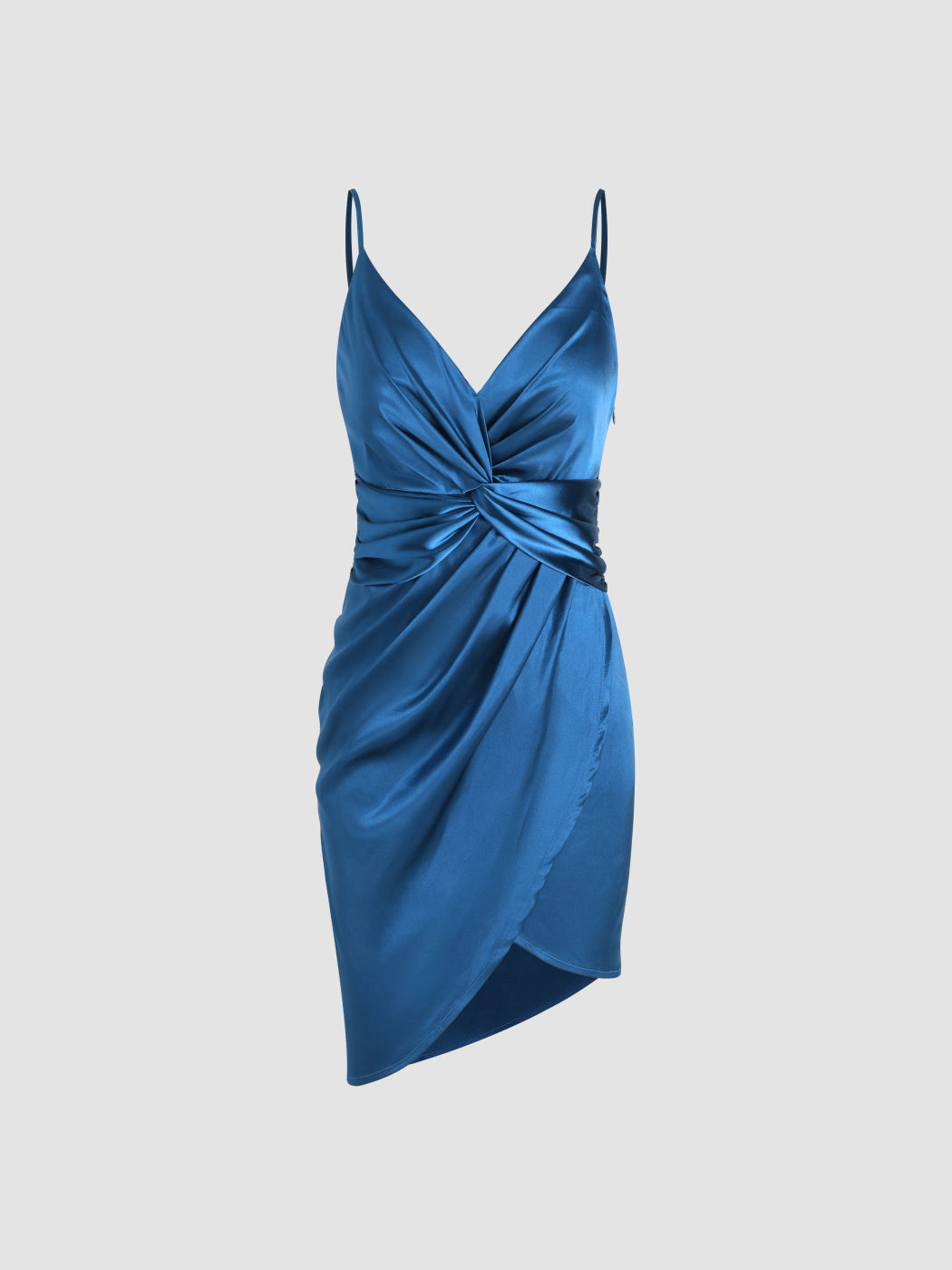 Midikleid aus Satin mit V-Ausschnitt und Twist