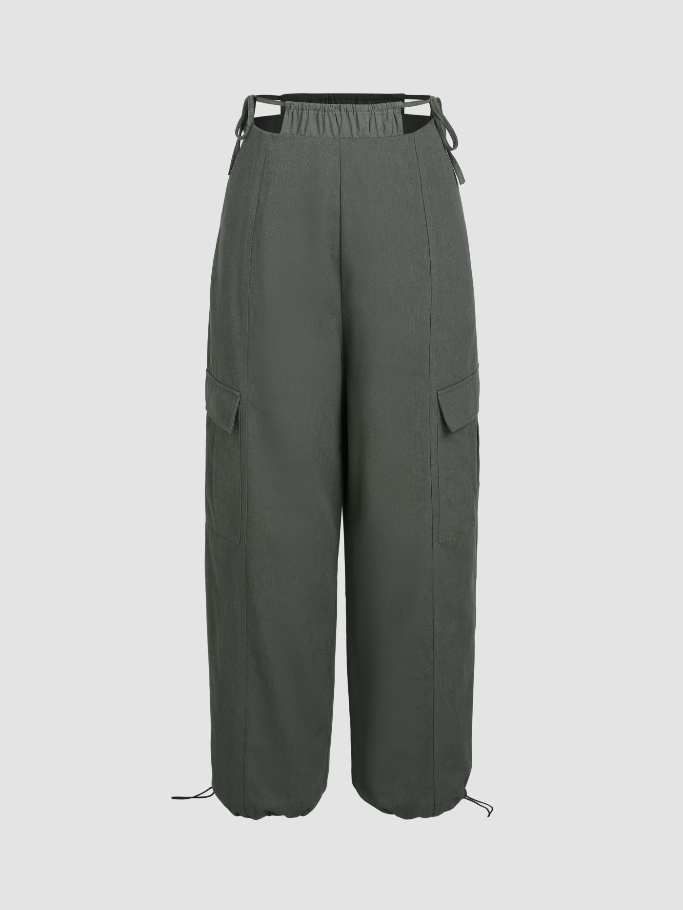 Cargo Knotted Straight Leg Drawstring Pants