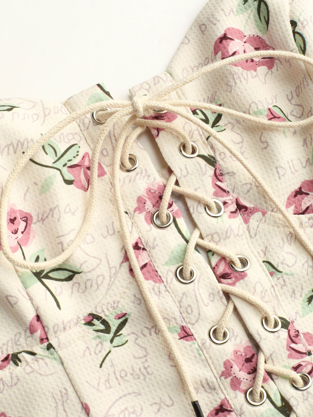 Floral Lace Up Corset Tank Top Cider