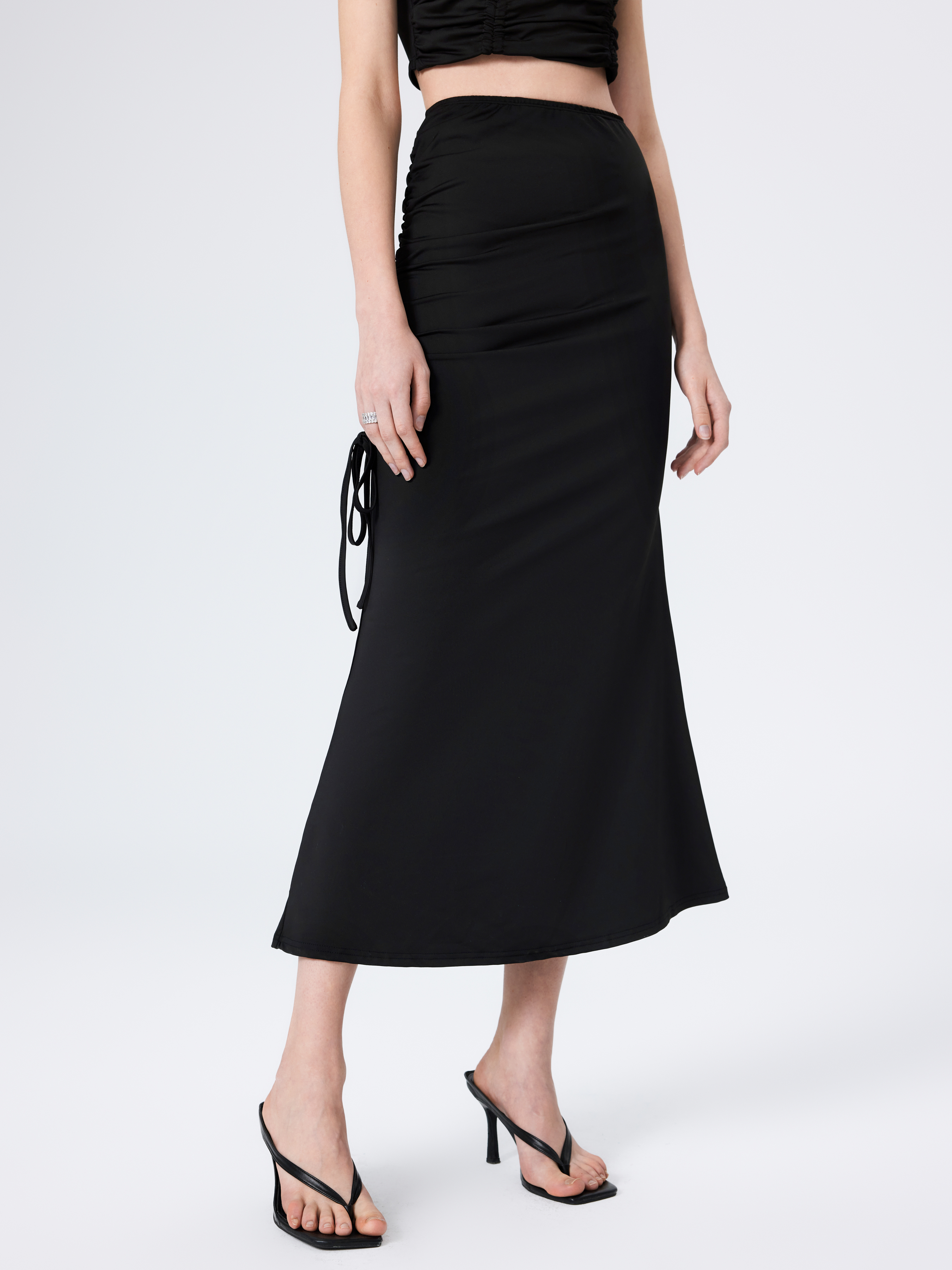 Maxi skirt drawstring outlet waist