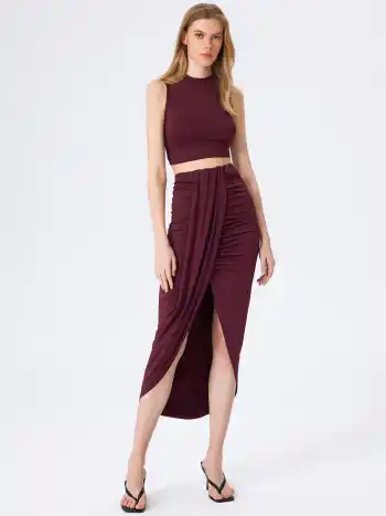 Jersey Crop Tank Top & Ruched Maxi Skirt
