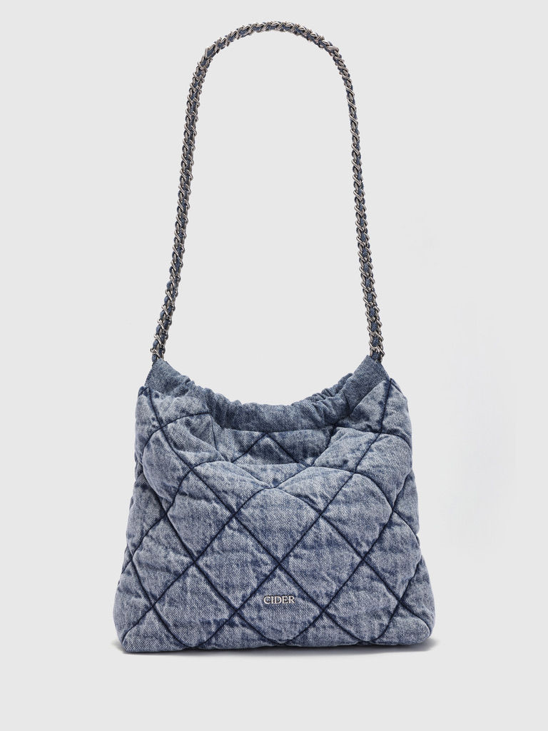 Schultertasche mit gesteppter Kette