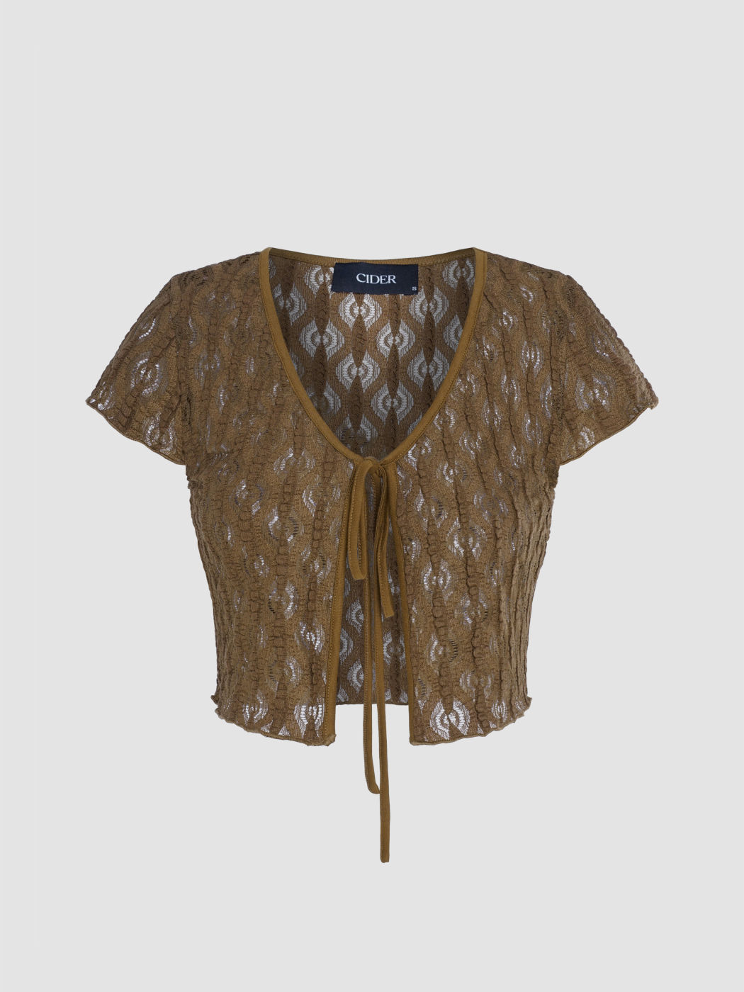 Gestrickte, geknotete Crop-Bluse mit V-Ausschnitt
