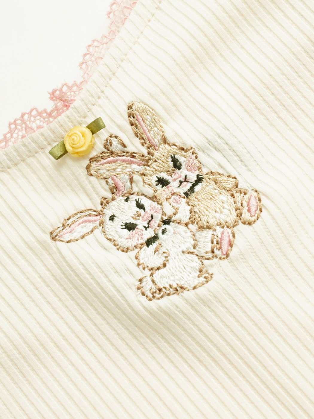 Knit Fabric Rabbit Lace Trim Knit Crop Cami Top For Daily Casual