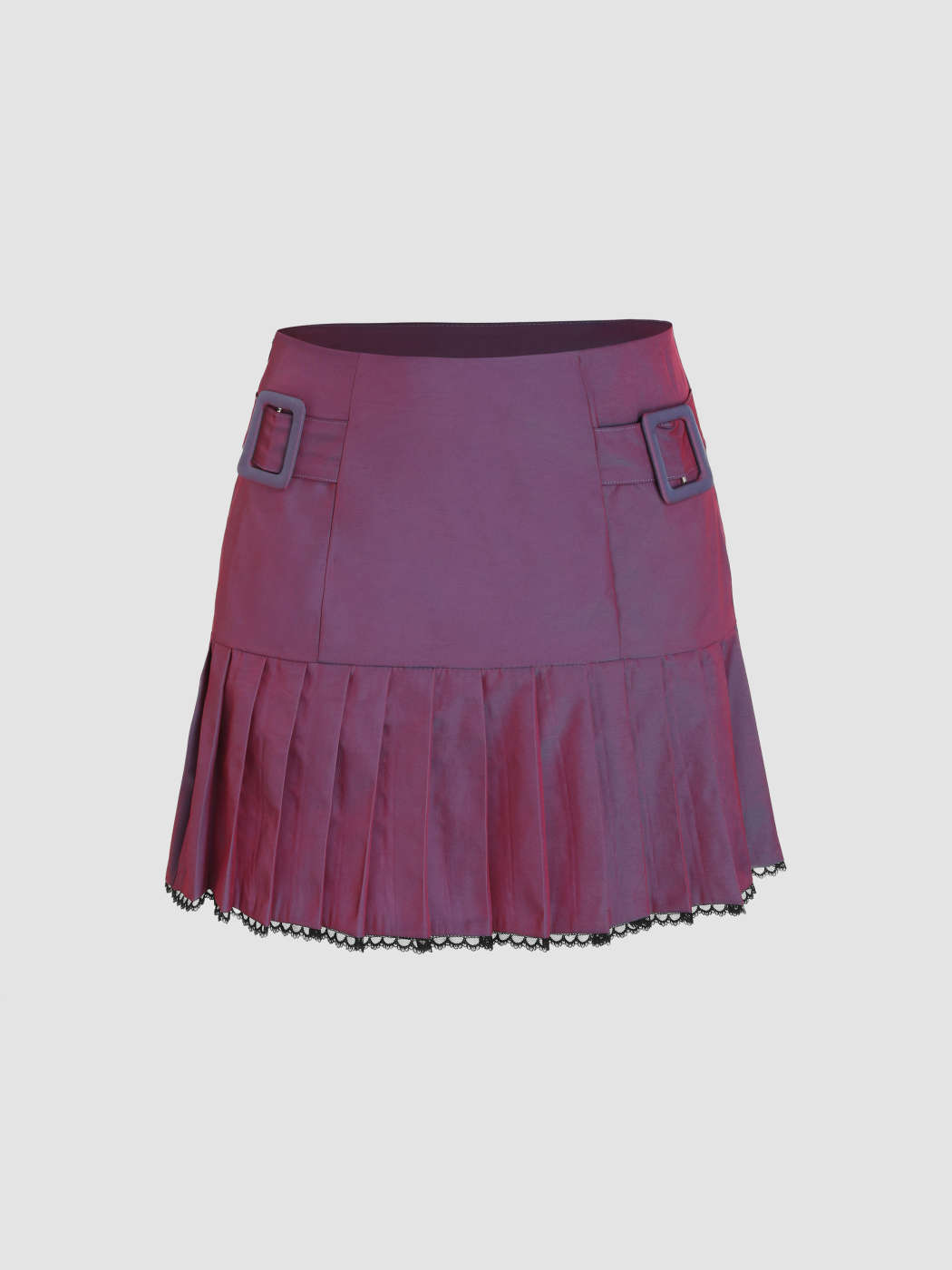 Woven Pleated High Waist Mini Skirt For Daily Casual Music