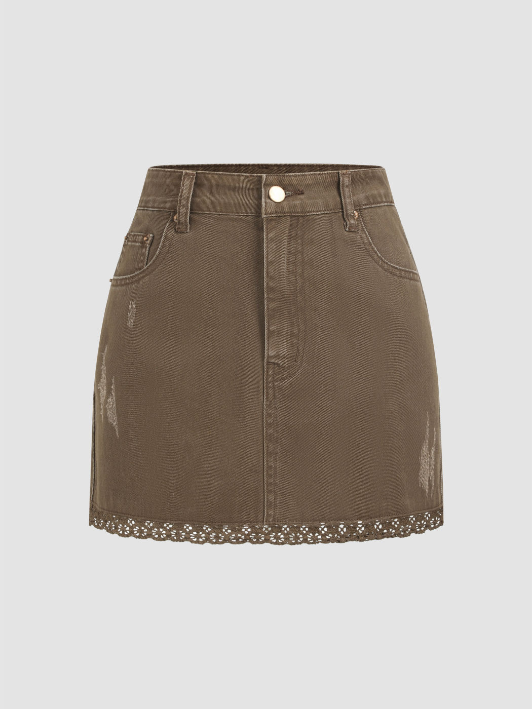 Denim Skirts Material Denim Lace Trim Mini Skirt For Occasion Occasion