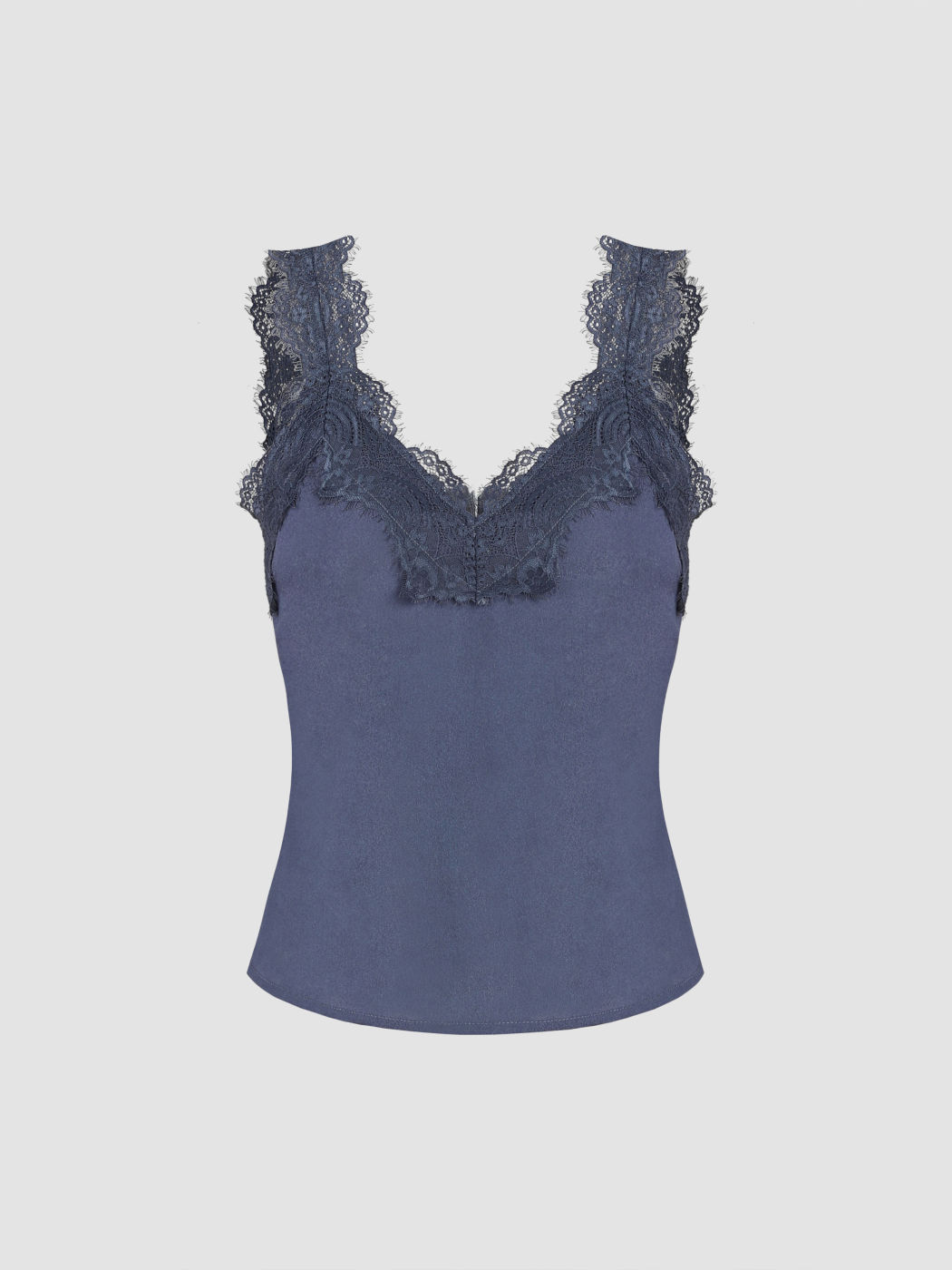  Spitzenbesatz V-Ausschnitt Tanktop