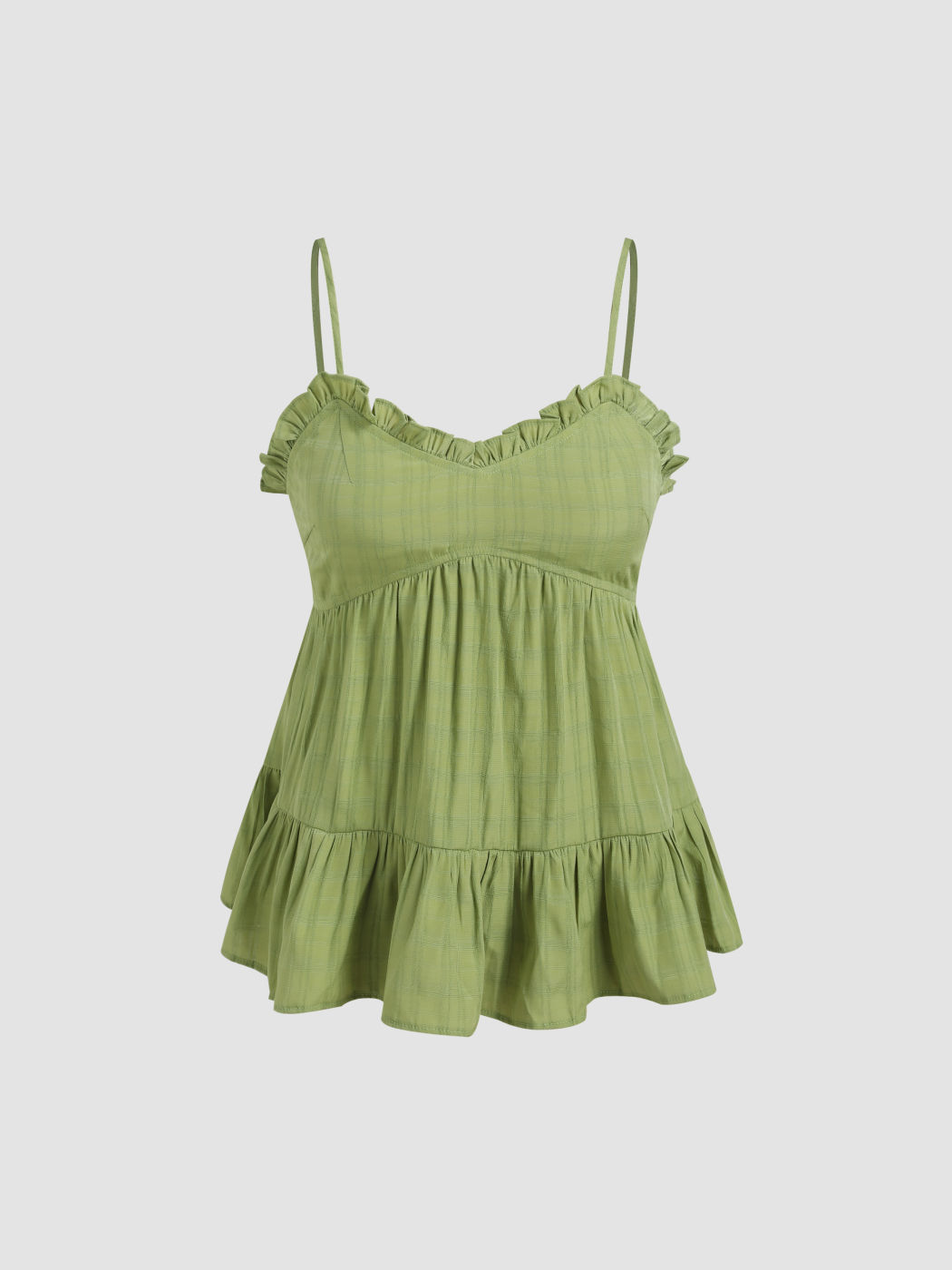 Gewebtes Tanktop mit Herzausschnitt und Rüschen