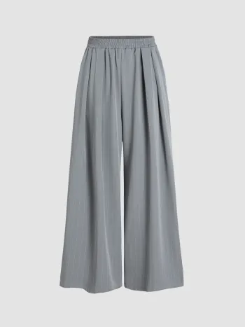Solid High Waist Weite Hosen