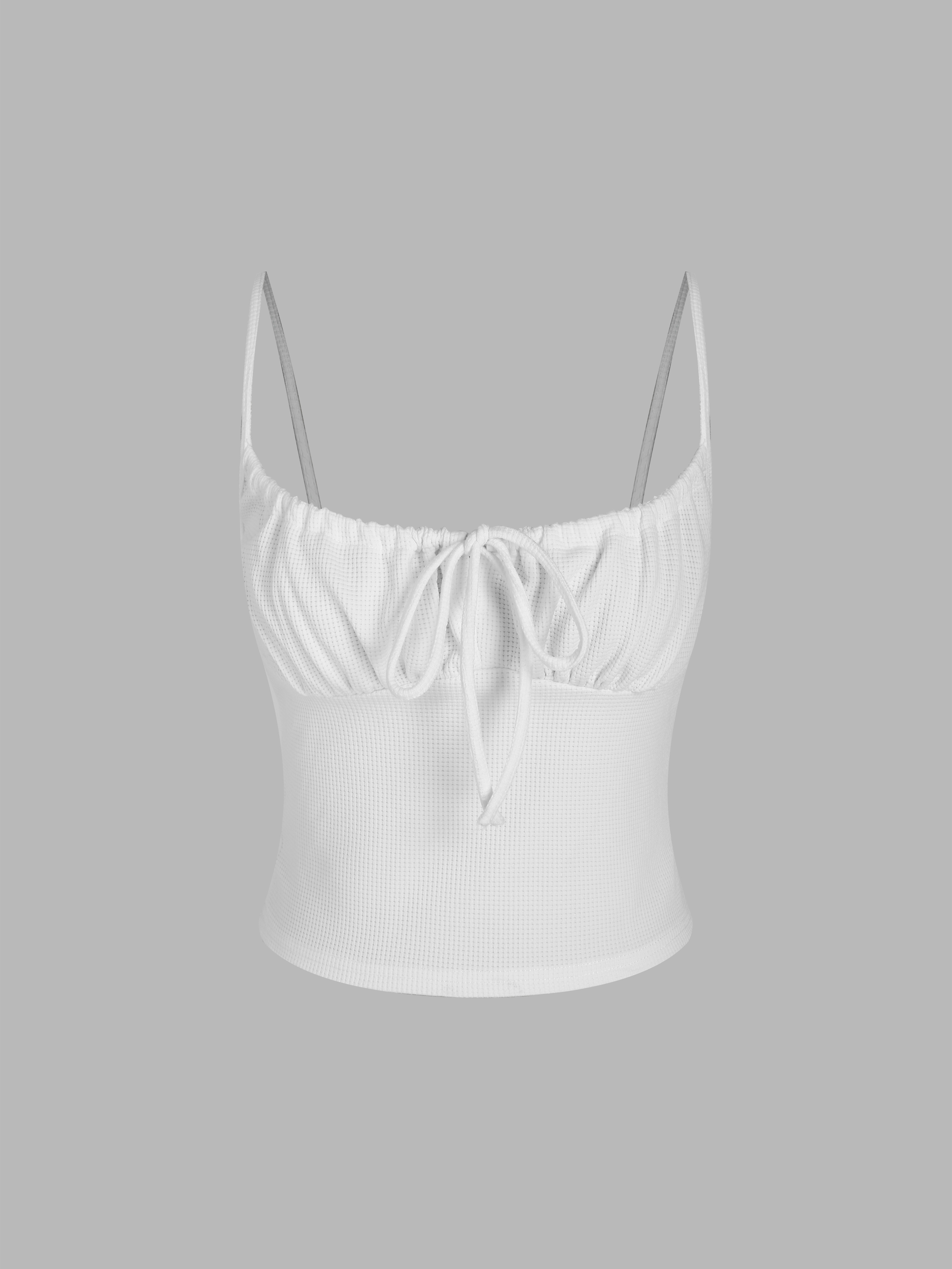 Knotted Ruched Knit Crop Top - Cider