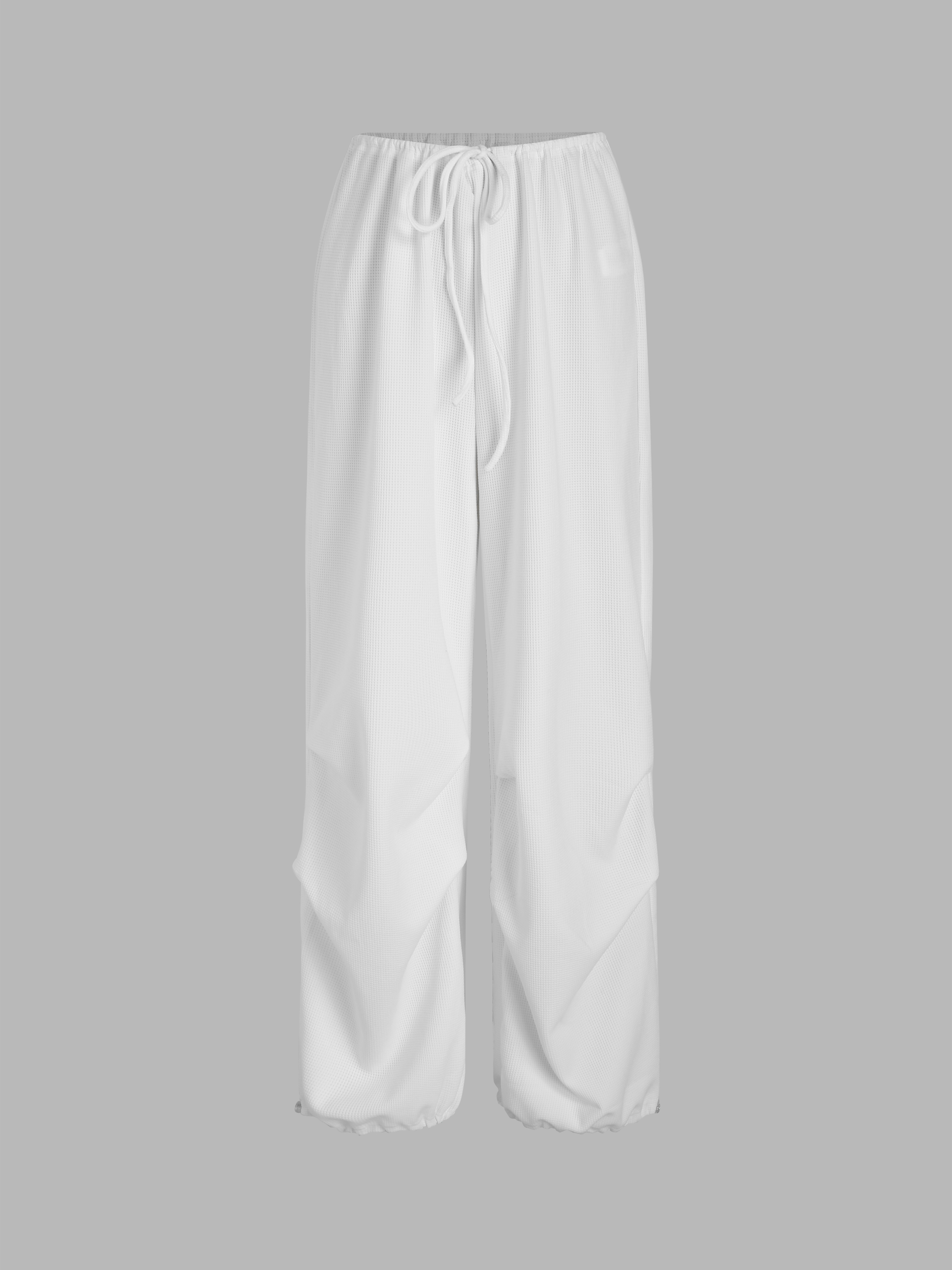 Knit Fabric Drawstring Knit Jogger Parachute Pants For School Daily