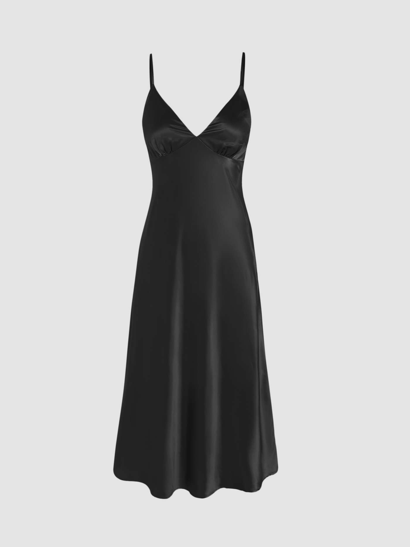 Solid Satin V-neck Cami Maxi Dress