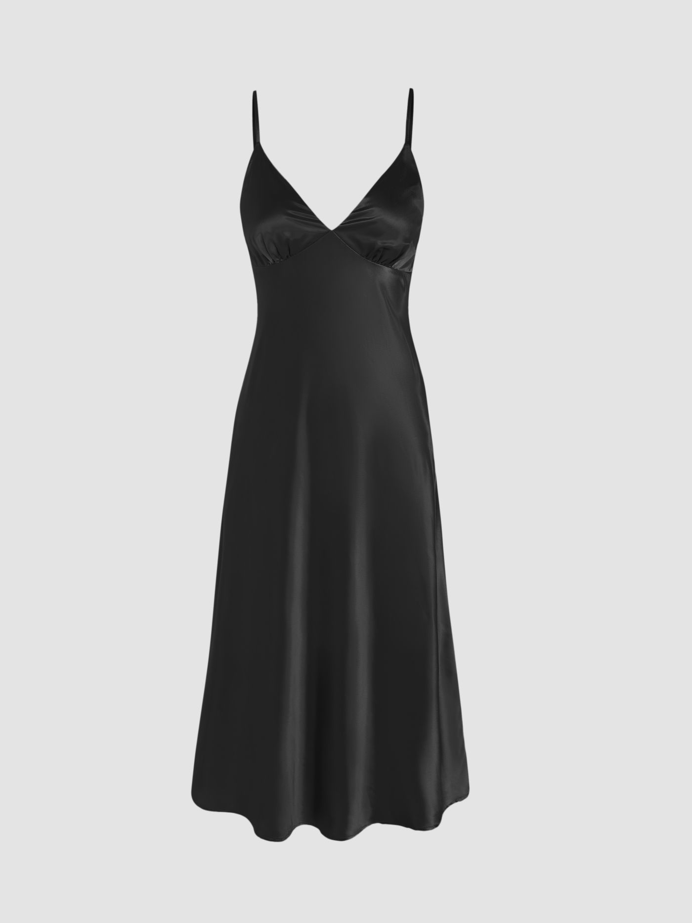 Solid Satin V-neck Cami Maxi Dress