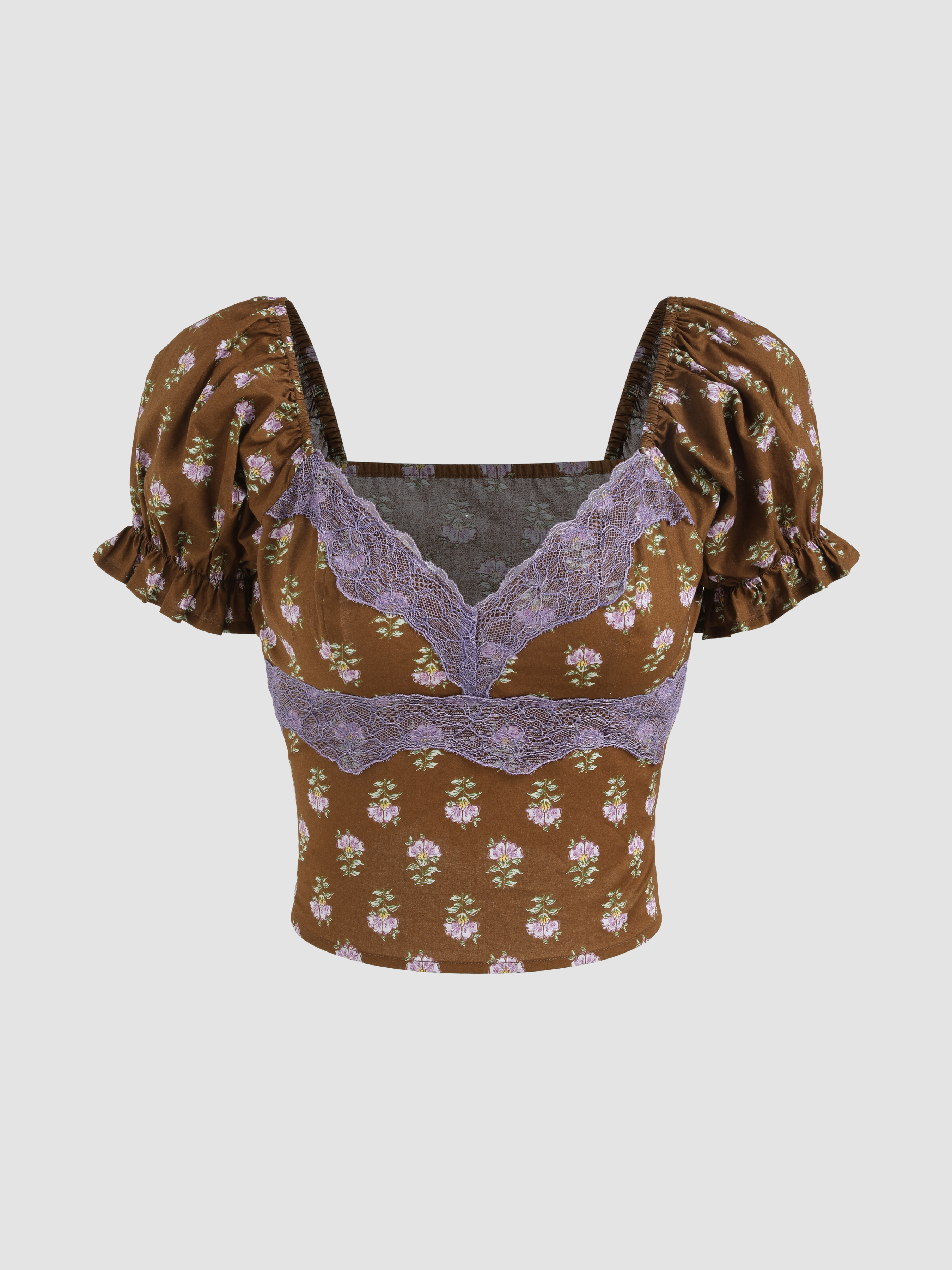 CIDER Women's Floral Lace-Up Crop Cami Top - Scoop Neck Sleeveless Blouse, Casual Summer Top - View #11