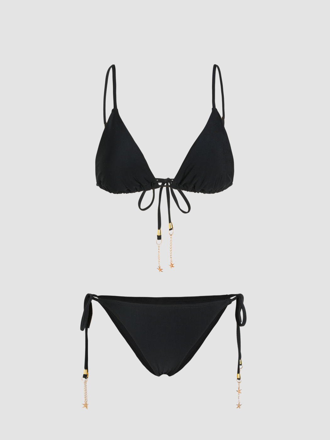 Seestern Ketten-Detail Geknotetes Triangle Bikini Set