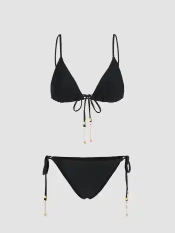 Seestern Ketten-Detail Geknotetes Triangle Bikini Set
