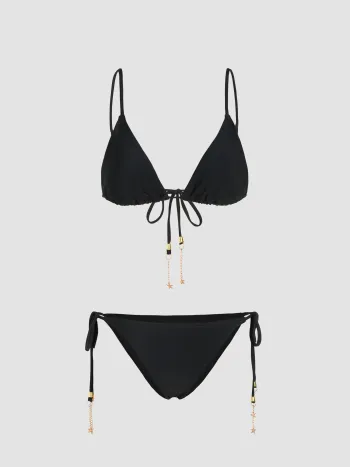 Seestern Ketten-Detail Geknotetes Triangle Bikini Set
